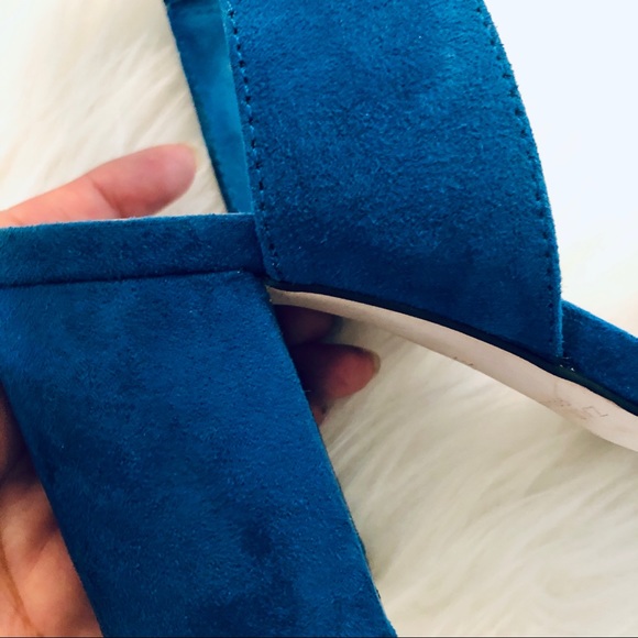 Blue Suede Cuffed Heels, size 5 - Picture 5 of 5